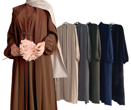 NEW! 2-Piece Abaya Dress Set with Elastic Arms