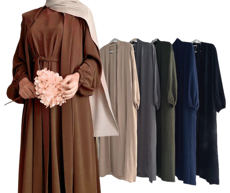 NEW! 2-Piece Abaya Dress Set with Elastic Arms