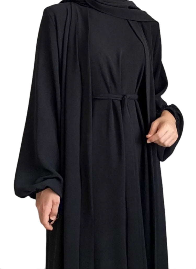 NEW! 2-Piece Abaya Dress Set with Elastic Arms