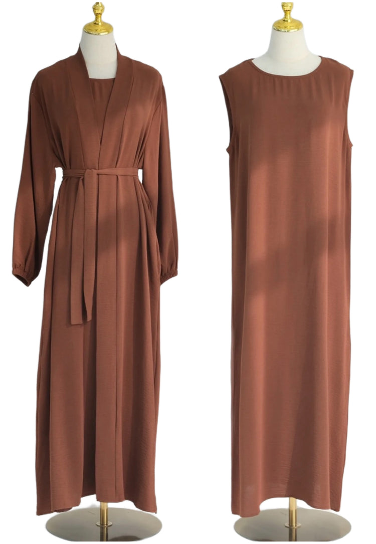 NEW! 2-Piece Abaya Dress Set with Elastic Arms