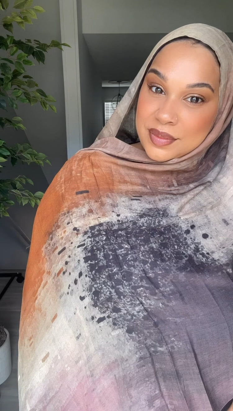Printed Modal Hijab- Bronzed Earth