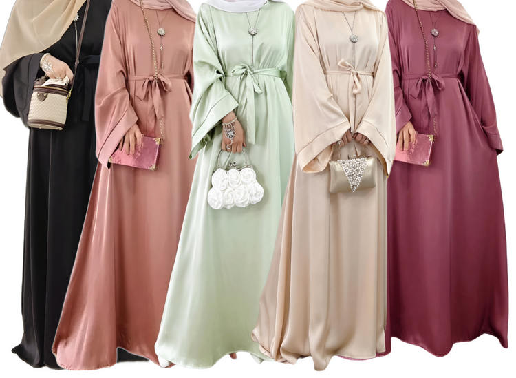 Satin Abaya Dress with Matching Hijab