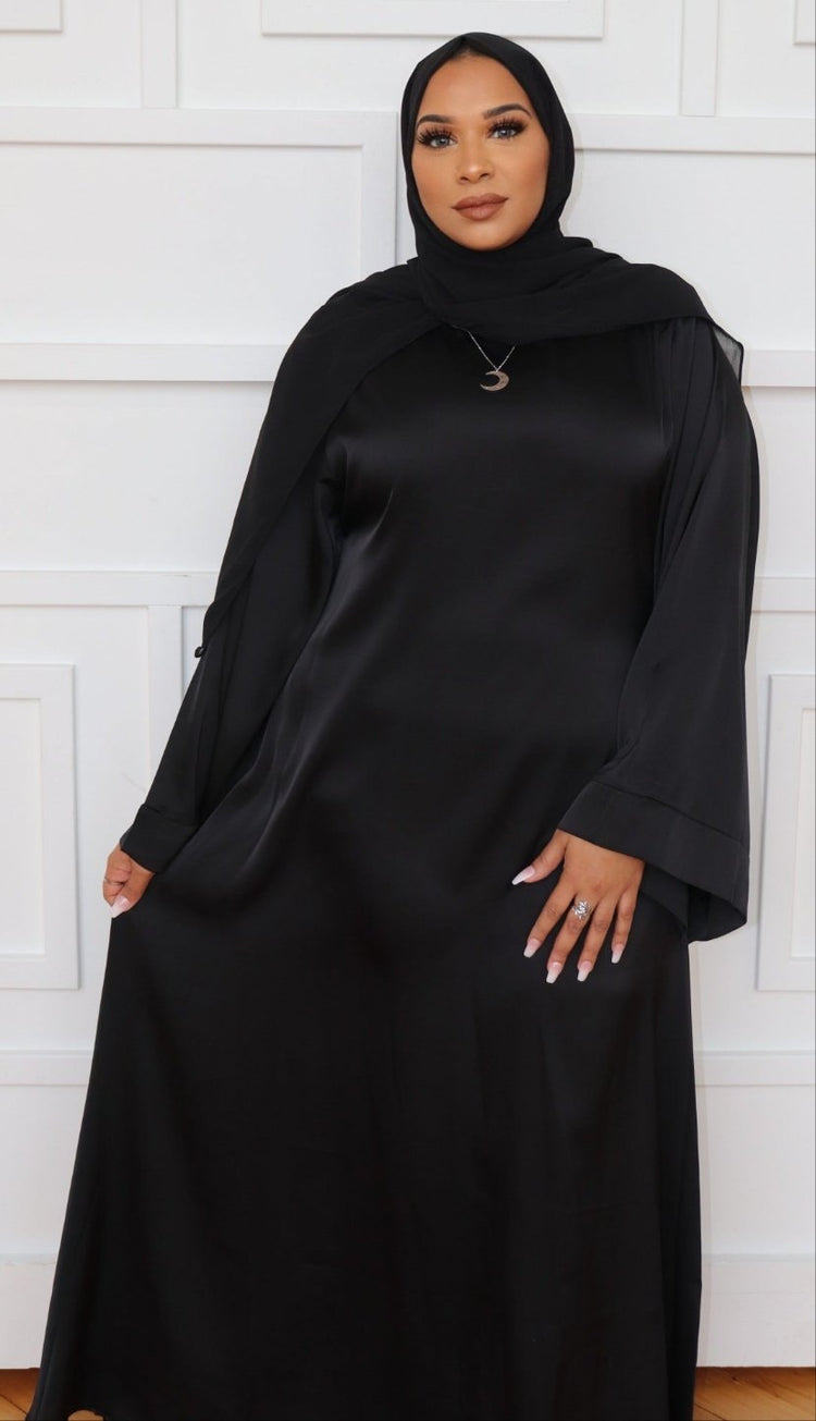 Satin Abaya Dress with Matching Hijab